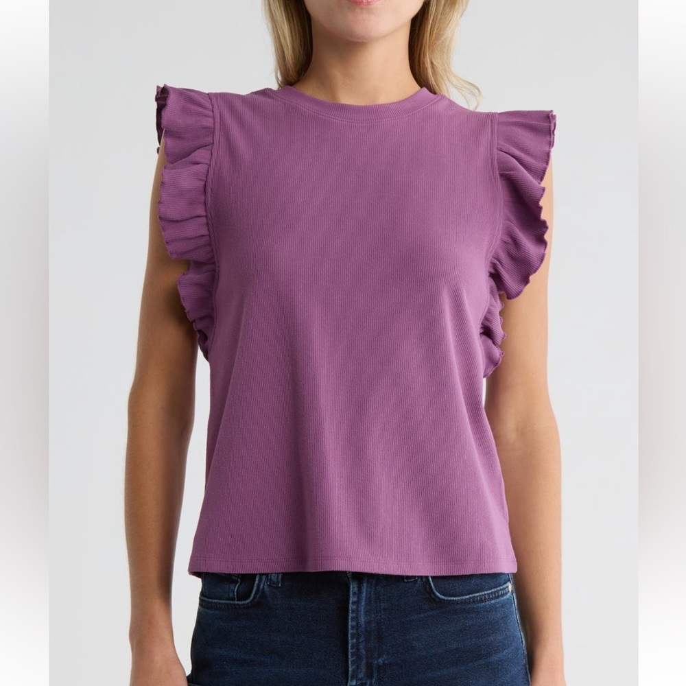 Melrose and Market Purple Ruffle Sleeve Tank